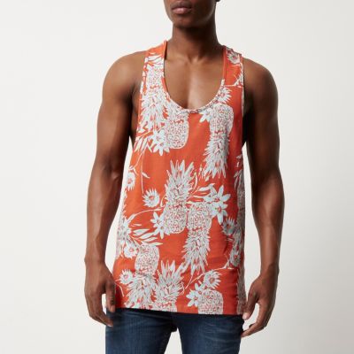 Orange pineapple print vest